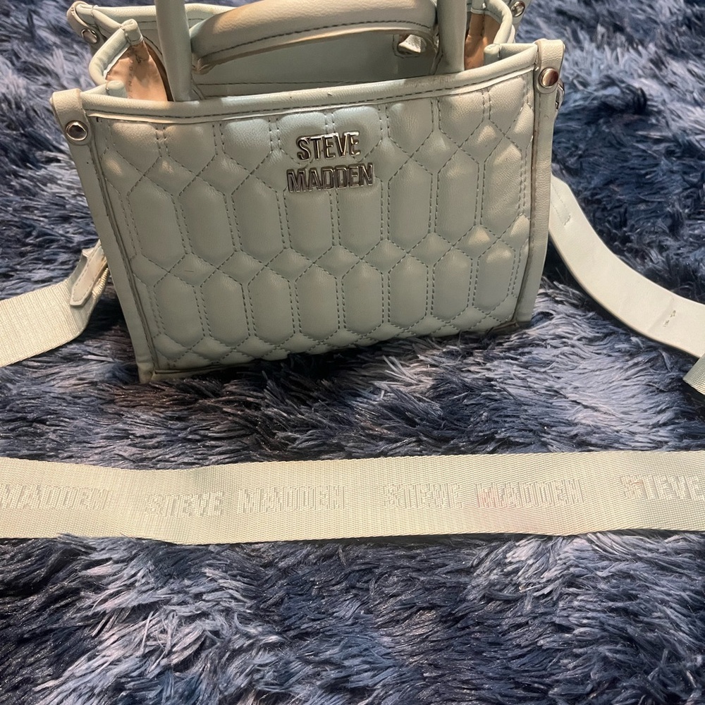 Steve Madden Cream Quilted Mini Crossbody Bag